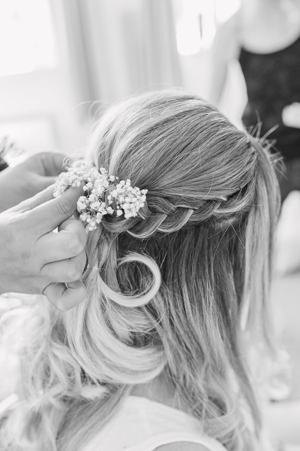 fine art wedding photography worcester worcestershire st barnabas st andrews town hotel droitwich - image shows a bride having her hair styled ready for her wedding day - image by hayley morris photography  