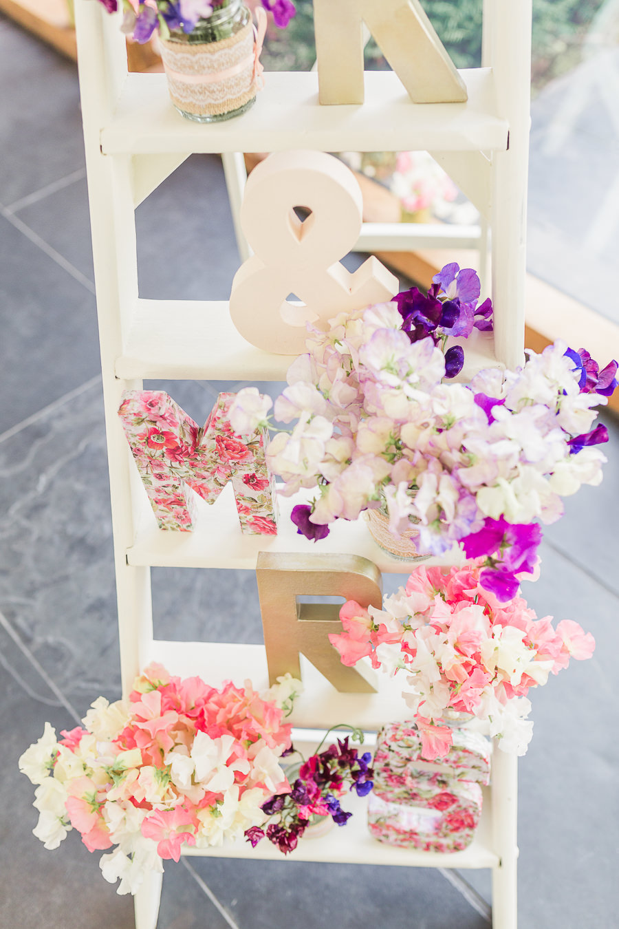 Hayley Morris Photography Lemore Manor herefordshire Fine art wedding photographer ladder decor