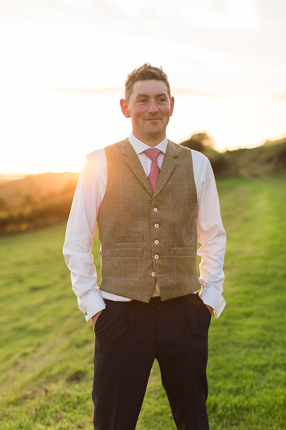 Hayley Morris Photography The Bringewood Fine art wedding photographer Herefordshire Shropshire Midlands groom portraits sunset